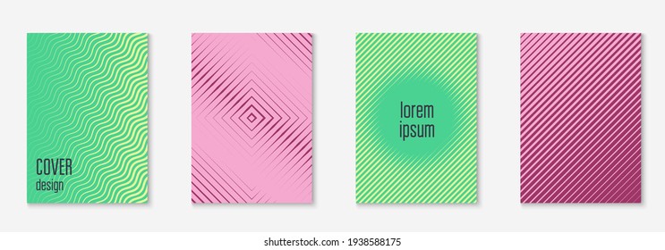 Minimalist trendy cover. Yellow and pink. Plastic invitation, presentation, page, mobile screen mockup. Minimalist trendy cover with line geometric elements and shapes.