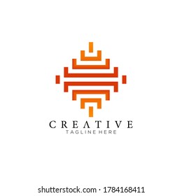 Minimalist trendy shapes, simple universal geometric orange logo template