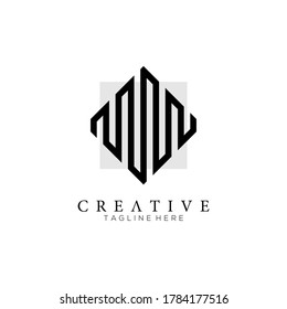Minimalist trendy shapes, with square background, simple universal geometric monogram logo template
