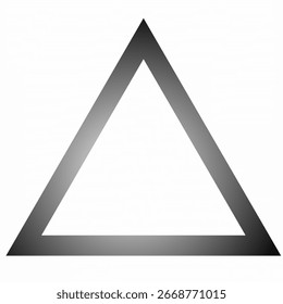 Minimalist triangle frame with gradient outline, geometric shape symbol, abstract border design, copy space template for modern art, logo, and decoration.
