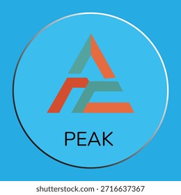 Icono minimalista de la montaña del triángulo con el texto del PICO en fondo azul