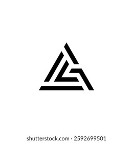 Minimalist Triangular ‘A’ Maze Mark with Interlocking Negative Space Lines

