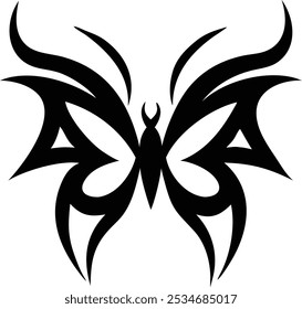 Minimalist Tribal Butterfly Tattoos  Silhouette Design Vector