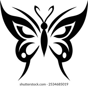 Minimalist Tribal Butterfly Tattoos  Silhouette Design Vector