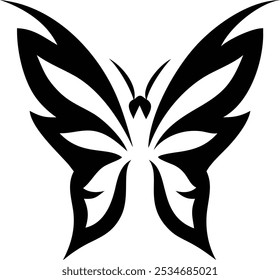 Minimalist Tribal Butterfly Tattoos  Silhouette Design Vector