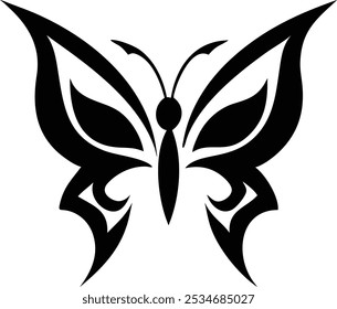 Minimalist Tribal Butterfly Tattoos  Silhouette Design Vector