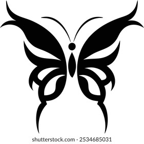 Minimalist Tribal Butterfly Tattoos  Silhouette Design Vector