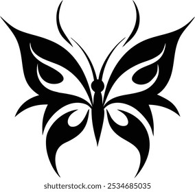 Minimalist Tribal Butterfly Tattoos  Silhouette Design Vector