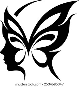 Minimalist Tribal Butterfly Tattoos  Silhouette Design Vector