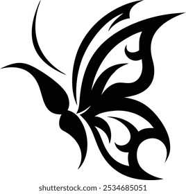 Minimalist Tribal Butterfly Tattoos  Silhouette Design Vector