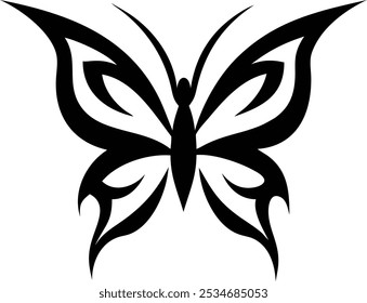 Minimalist Tribal Butterfly Tattoos  Silhouette Design Vector