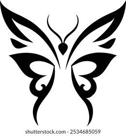 Minimalist Tribal Butterfly Tattoos  Silhouette Design Vector