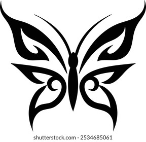 Minimalist Tribal Butterfly Tattoos  Silhouette Design Vector