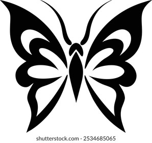 Minimalist Tribal Butterfly Tattoos  Silhouette Design Vector