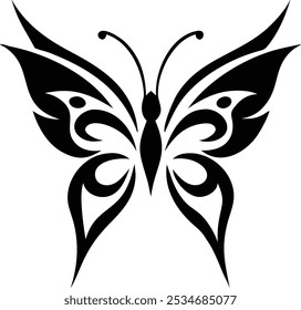 Minimalist Tribal Butterfly Tattoos  Silhouette Design Vector