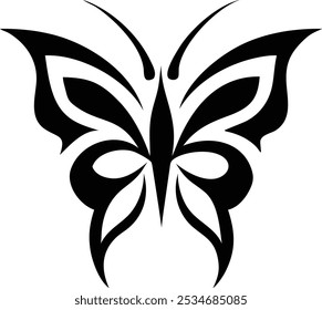 Minimalist Tribal Butterfly Tattoos  Silhouette Design Vector