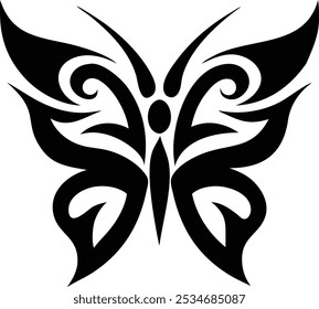 Minimalist Tribal Butterfly Tattoos  Silhouette Design Vector