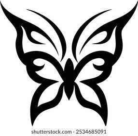 Minimalist Tribal Butterfly Tattoos  Silhouette Design Vector