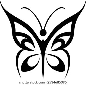 Minimalist Tribal Butterfly Tattoos  Silhouette Design Vector