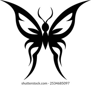 Minimalist Tribal Butterfly Tattoos  Silhouette Design Vector