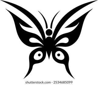 Minimalist Tribal Butterfly Tattoos  Silhouette Design Vector