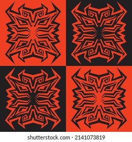 Minimalist tribal tattoo pattern with devil face style