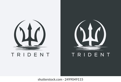 Minimalist trident logo. Modern abstract trident logo