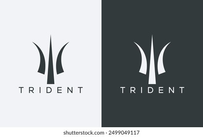 Minimalist trident logo. Modern abstract trident logo