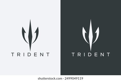 Minimalist trident logo. Modern abstract trident logo