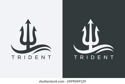 Minimalist trident logo. Modern abstract trident logo