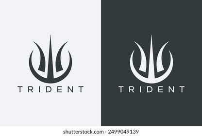 Minimalist trident logo. Modern abstract trident logo