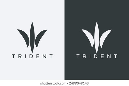 Minimalist trident logo. Modern abstract trident logo