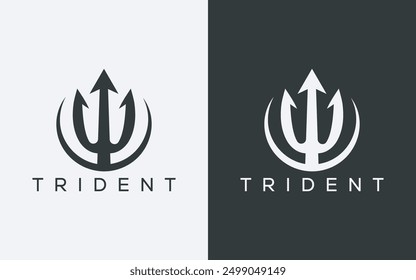 Minimalist trident logo. Modern abstract trident logo