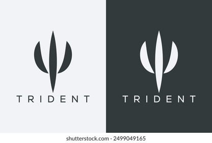 Minimalist trident logo. Modern abstract trident logo