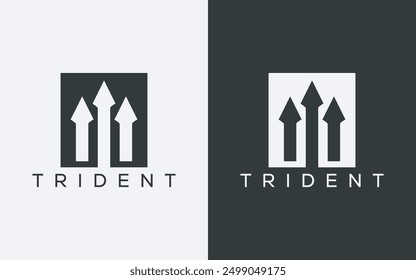 Minimalist trident logo. Modern abstract trident logo