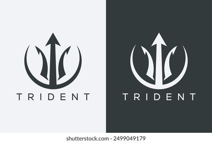 Minimalist trident logo. Modern abstract trident logo