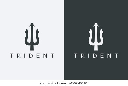 Minimalist trident logo. Modern abstract trident logo