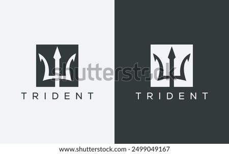 Minimalist trident logo. Modern abstract trident logo