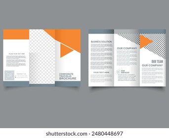 Minimalist Tri-Fold Brochure Design Template Modern yellow trifold brochure. Professional tri fold brochure vector design.