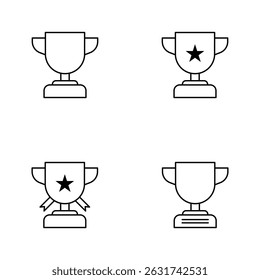 Conjunto de iconos de trofeo minimalista con emblema de estrella. Ilustración vectorial