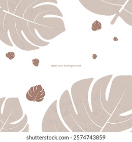 Minimalist Tropical Leaf Design with Neutral Tones and mocha mousse isolated in white  for Backgrounds, Posters, and Branding Projects 