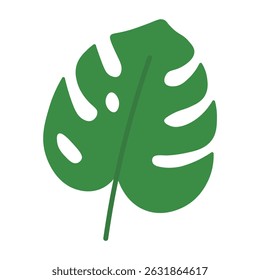 Minimalist Tropical Leaf Icon Flat Green Botanical Elements