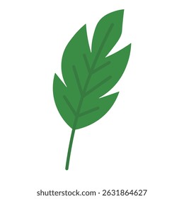 Minimalist Tropical Leaf Icon Flat Green Botanical Elements