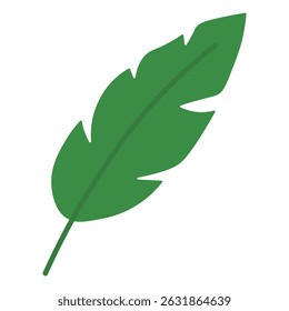 Minimalist Tropical Leaf Icon Flat Green Botanical Elements