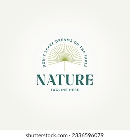 minimalist tropical palm leafs line art icon logo template vector illustration design. simple modern Resorts, vacation rental Businesses, tropical-themed Spas logo concept