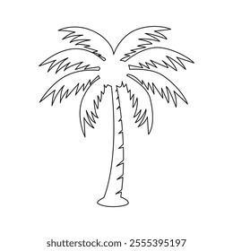 minimalist tropical palm tree silhouette design in black and white, isolated on white background, modern tropical vector art for decor, nature-inspired graphic, ideal for beach and travel themes

