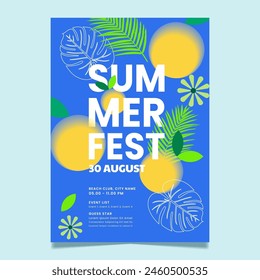 Minimalist tropical summer fest poster flyer