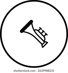 Minimalist Trumpet Icon in Circular Frame for Music Education and Creative Projects