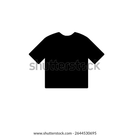 Minimalist t-shirt filled shape. Simple and clean Simple and clean Icon design in black colour. For mock up clothing line, fashion design, fashion business. Vector illustration
