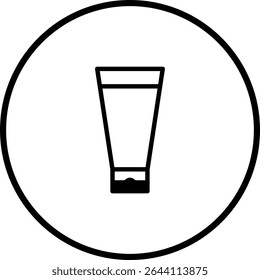 Minimalist tube illustration in a circle, suitable for personal care product icon design